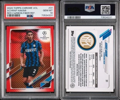 Achraf Hakimi 2020 Topps Chrome Red Carbon Fiber Refractor