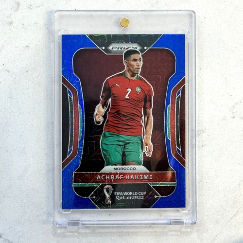 Achraf Hakimi 2022 Panini Prizm World Cup Blue Mojo Prizm /75