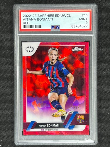 Aitana Bonmati 2022 Topps Chrome Women's UEFA Sapphire Red /5