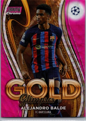 Alejandro Balde 2023 Panini Stadium Club Chrome UEFA Gold Pink /150