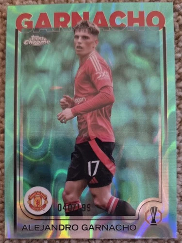 Alejandro Garnacho 2024 Topps Chrome Aqua Lava Refractor /199