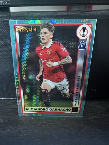 Alejandro Garnacho 2022 Topps Merlin Chrome Aqua Prism Refractor #96