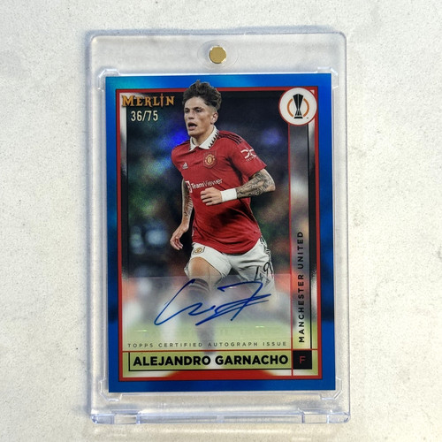 Alejandro Garnacho 2022 Topps Merlin Chrome Blue Refractor /75