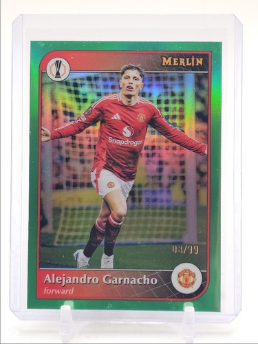 Alejandro Garnacho 2024 Topps Merlin Chrome UCC Green Refractor /99