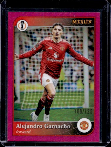 Alejandro Garnacho 2024 Topps Merlin Chrome UEFA Magenta Refractor /125
