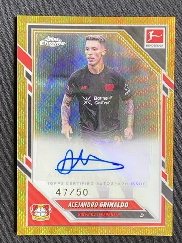 Alejandro Grimaldo 2025 Topps Cromo Bundesliga Gold Wave /50
