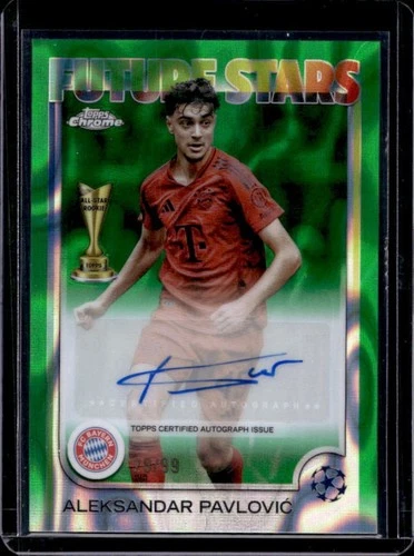 Aleksandar Pavlovic 2024 Topps Chrome UEFA Green Lava Refractor /99