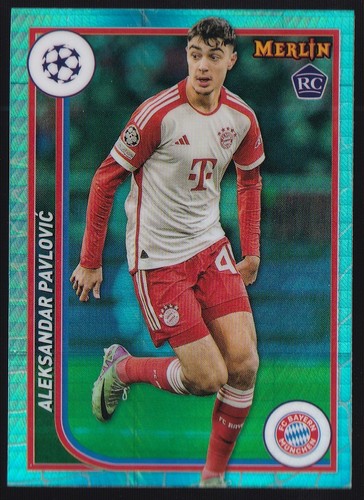 Aleksandar Pavlovic 2023 Topps Merlin Chrome Aqua Prism