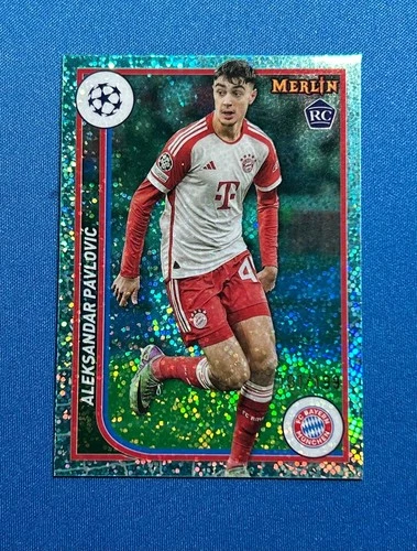 Aleksandar Pavlovic 2023 Topps Merlin Chrome Aqua Speckle /199