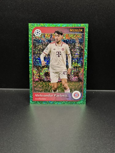Aleksandar Pavlovic 2024 Topps Merlin Chrome Green Sparkle /99