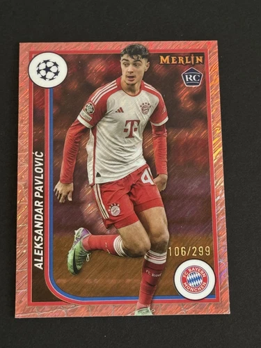 Aleksandar Pavlovic 2023 Topps Merlin Chrome Pink Shimmer Gold /299