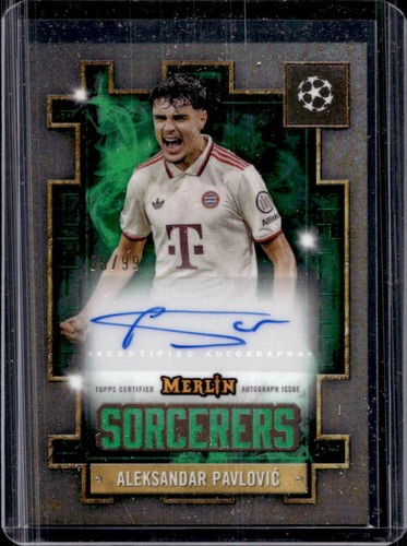 Aleksandar Pavlovic 2024 Topps Merlin Chrome UEFA Verde /99