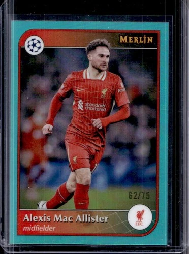 Alexis Mac Allister 2024 Topps Merlin Chrome UEFA Aqua Refractor /75