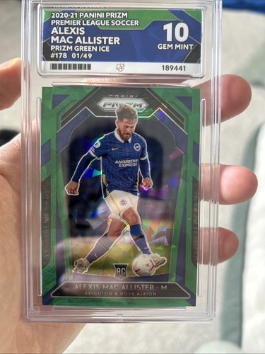 Alexis Mac Allister 2021 Panini Prizm Premier League Green Ice Prizm /49