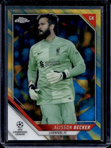Alisson Becker 2021 Topps Chrome UEFA Blue & Gold Starball Refractor /75
