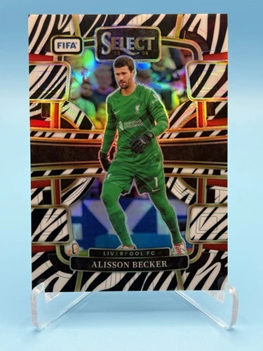 Alisson Becker 2024 Panini Select Zebra Prizm /25