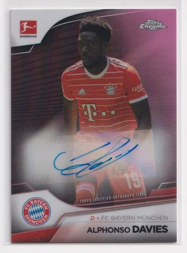 Alphonso Davies 2022 Topps Chrome Bundesliga Pink Refractor /75
