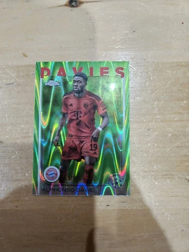 Alphonso Davies 2024 Topps Chrome Neon Green RayWave /125