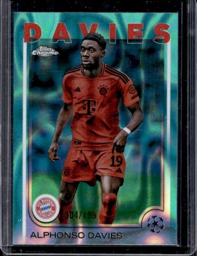 Alphonso Davies 2024 Topps Chrome UEFA Aqua Lava Refractor /199