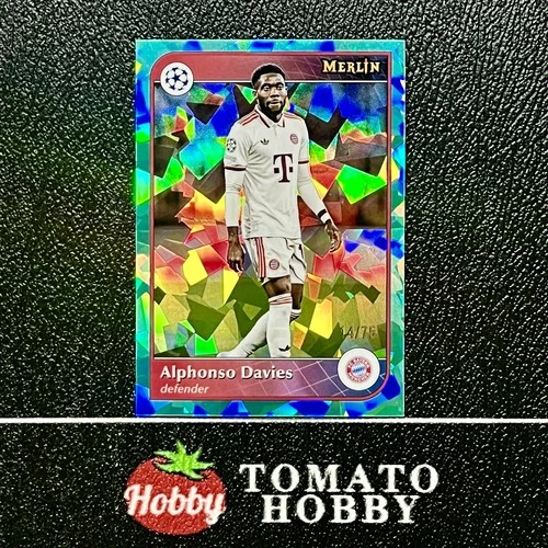 Alphonso Davies 2024 Topps Merlin Chrome Aqua Atomic Refractor /75