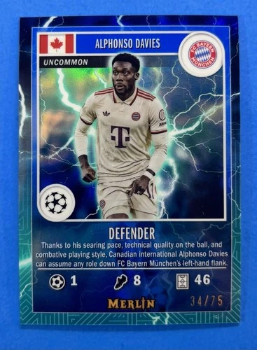 Alphonso Davies 2024 Topps Merlin Chrome Blue /75