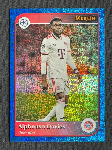 Alphonso Davies 2024 Topps Merlin Chrome Blue Sparkle /150