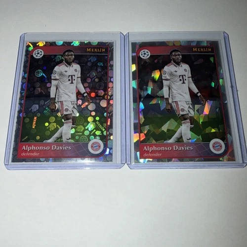 Alphonso Davies 2024 Panini Merlin Chrome Merlin Fractor & Cracked Ice