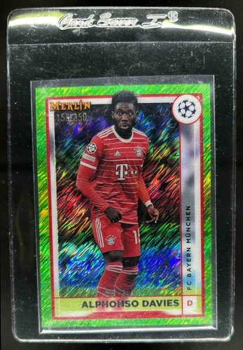 Alphonso Davies 2022 Topps Merlin Chrome Neon Green Shimmer Refractor /350