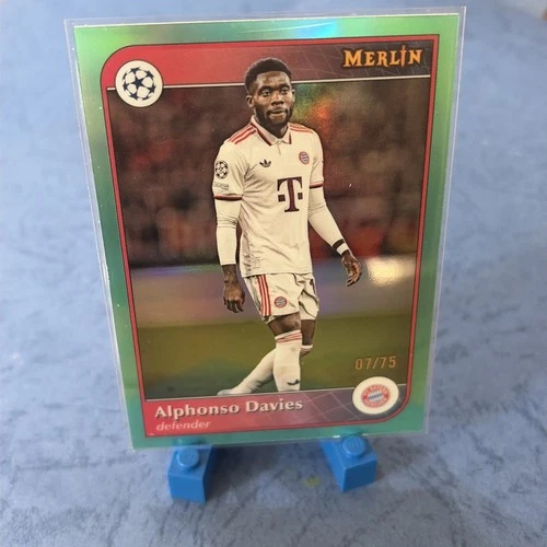 Alphonso Davies 2024 Panini Merlin UEFA Club Competitions Aqua Refractor /75