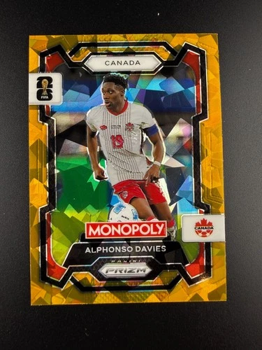 Alphonso Davies 2026 Panini Monopoly Prizm Gold Cracked Ice