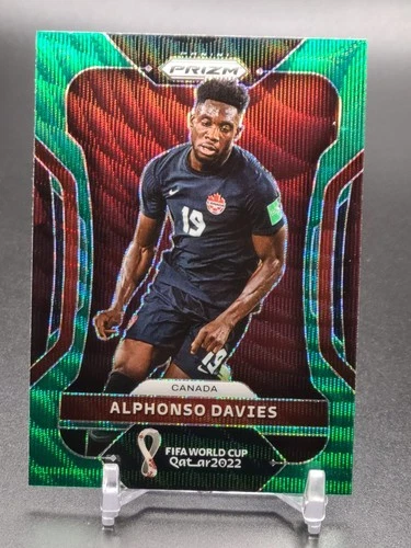 Alphonso Davies 2022 Panini Prizm FIFA World Cup Qatar Green Wave
