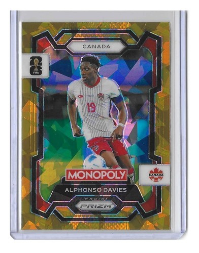 Alphonso Davies 2026 Panini Prizm Monopoly Copa Mundial de la FIFA 2026 Gold Cracked Ice #78