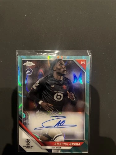 Amadou Onana 2021 Topps Chrome UEFA Champions League Green Refractor
