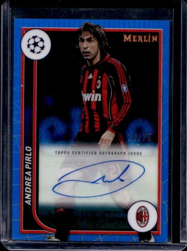 Andrea Pirlo 2024 Topps Chrome Merlin UEFA Blue Refractor /75
