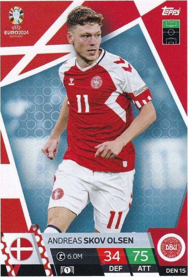 Andreas Skov Olsen 2024 Topps Match Attax UEFA EURO
