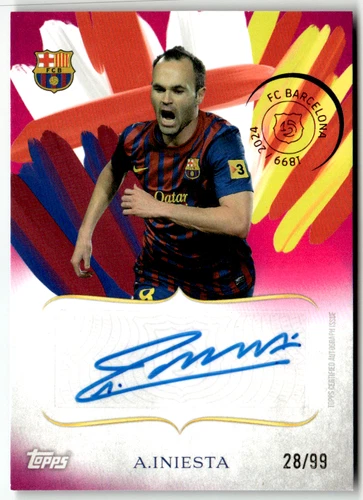Andres Iniesta 2025 Topps Barcelona 125 Year Legacy Pink /99