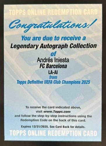 Andrés Iniesta 2024 Topps Definitive UEFA /25