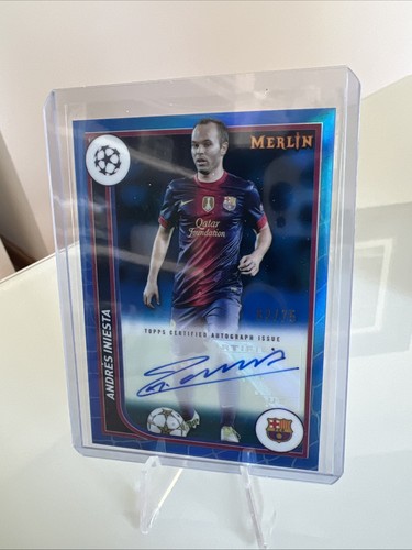 Andrés Iniesta 2023 Topps Merlin Chrome Blue Refractor /75