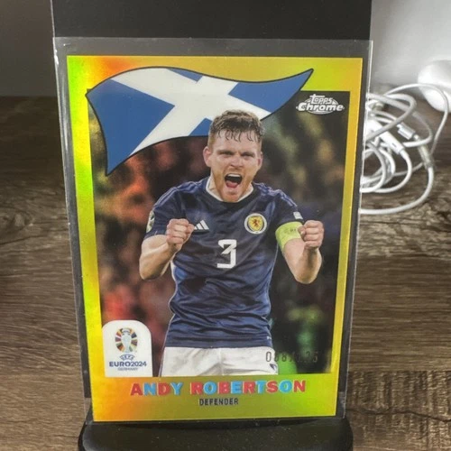 Andy Robertson 2024 Topps Chrome UEFA Euro 2024 Yellow Refractor /125