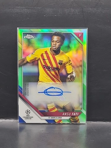 Ansu Fati 2021 Topps Chrome UEFA Champions League Green Refractor /99