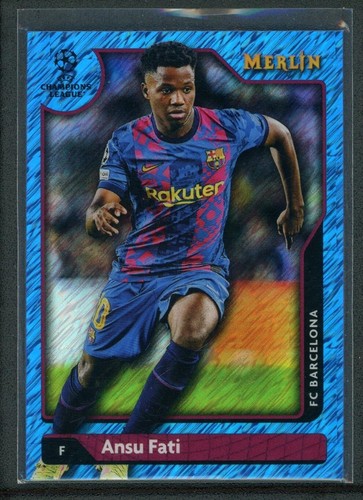 Ansu Fati 2022 Topps Merlin Chrome Blue Shimmer /75
