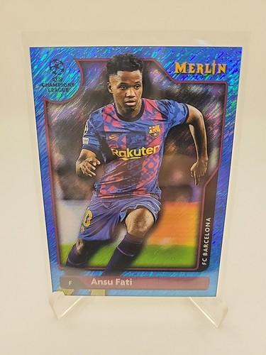 Ansu Fati 2021 Topps Merlin Chrome Blue Shimmer Refractor /75