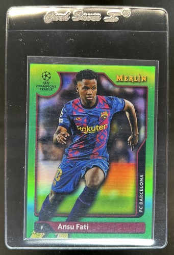 Ansu Fati 2021 Topps Merlin Chrome Green Refractor /99