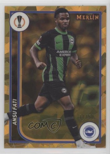 Ansu Fati 2023 Topps Merlin UEFA Club Competitions Gold Atomic Refractor 34/50