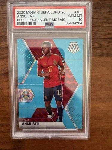 Ansu Fati 2019 Panini Mosaic Blue Fluorescent Prizm