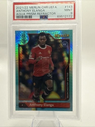 Anthony Elanga 2021 Panini Merlin Chrome Aqua Prism Refractor
