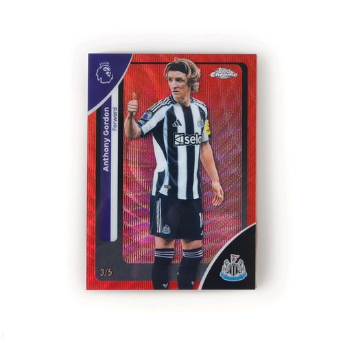 Anthony Gordon 2026 Topps Chrome Premier League Red Wave /5