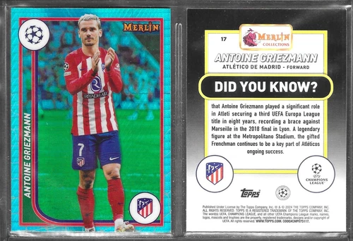 Antoine Griezmann 2024 Topps Merlin Chrome Aqua Refractor