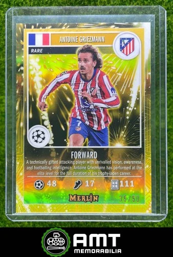 Antoine Griezmann 2024 Topps Merlin Chrome Gold Fireworks /50