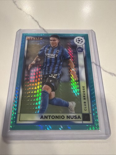 Antonio Nusa 2023 Topps Merlin Chrome Aqua Prism Refractor